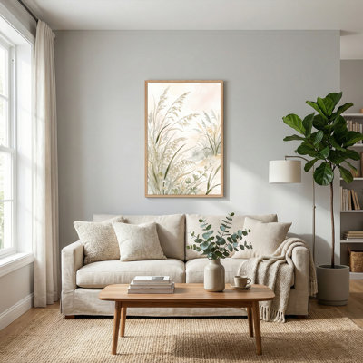 Ensemble de 1 tableau sur toile représentant une prairie herbeuse