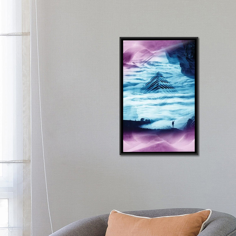 « de bleu », reproduction d’impression sur toile tendue, H 26 po x l 18 po x P 1,5 po, Toile avec cadre noir, Pas de tapis