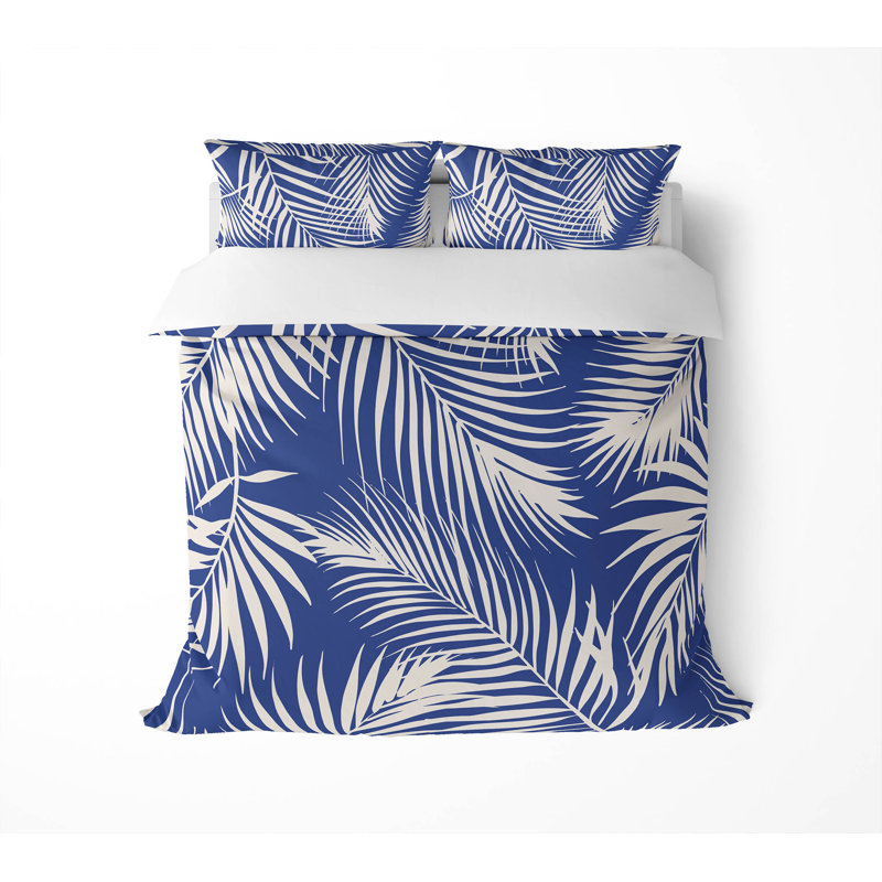 Ensemble d'édredon décoratif Waving Palms, Édredon grand + 2 taies d'oreiller standard, Motif floral marine
