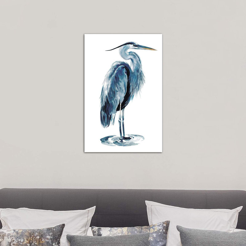 «Blue Heron I» par Jennifer Paxton Parker - impression d'art graphique, H 26 po x l 18 po x 1,5 po, Toile tendue