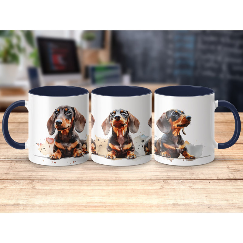 11oz Watercolour Dachshunds Design Coffee Mug, 2