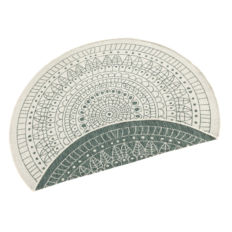 Porto Flatweave Green/Cream Rug, Round 200cm
