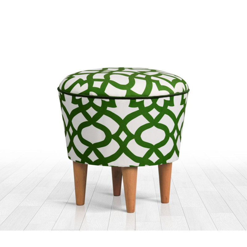Irael 42cm Wide Round Geometric Footstool Ottoman