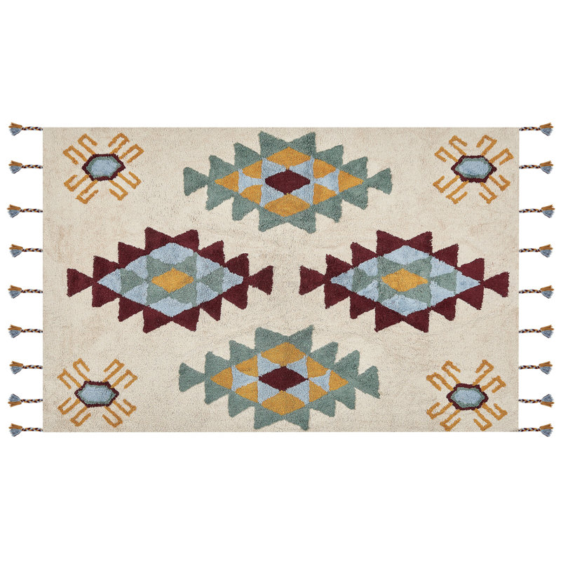 Devanna Geometric Cotton Hand Woven Area Rug, Rectangle 140cm x 200cm