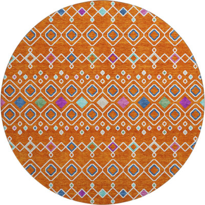 Premium Machine Washable Prisco Orange Rug