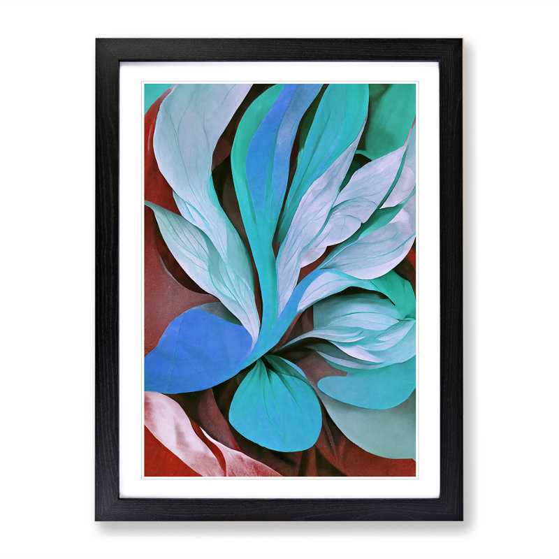 Flowing Abstract Flowers No.2 - Single Picture Frame Painting, Black, 64cm H x 46cm W x 2cm D