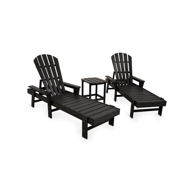 POLYWOOD South Beach Chaise 3-Piece Set, Black