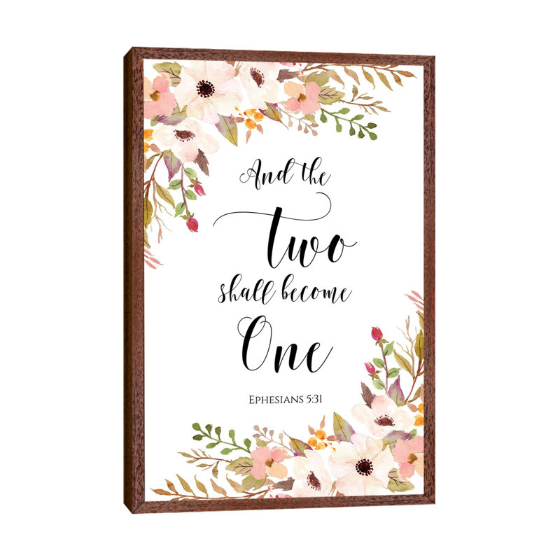 And The Two Shall Become One, Ephesians 5:31 - Print on Canvas, Classic Brown Wood Framed, 66.04 cm H x 45.72 cm W