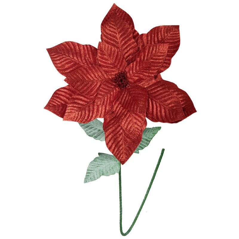 41,5 po. Poinsettia scintillant avec feuilles rouge, Rouge, Rouge