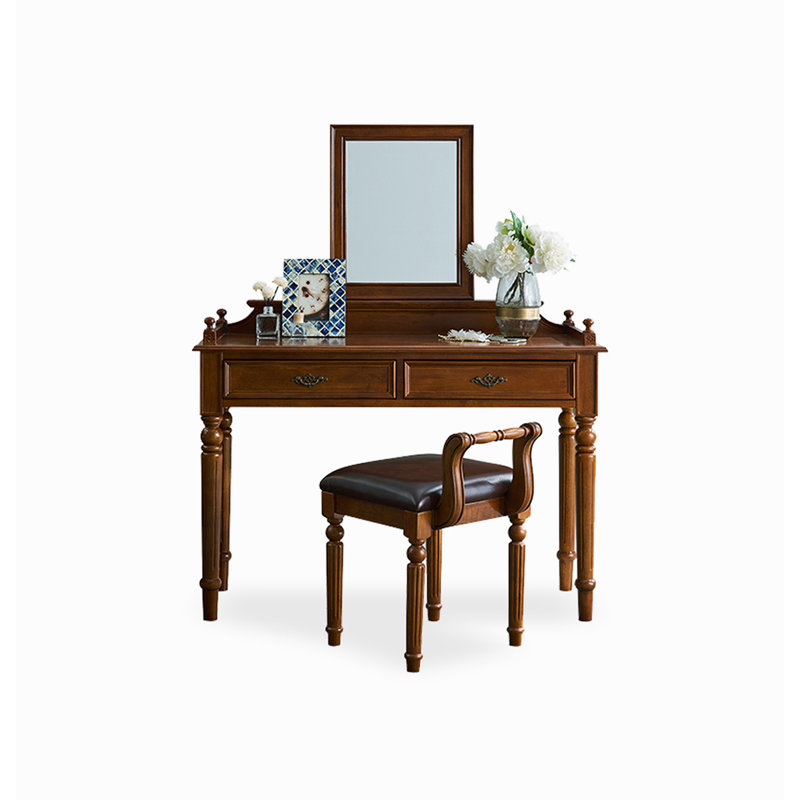 Coiffeuse en caoutchouc de style campagnard américain avec miroir pour chambre à coucher
