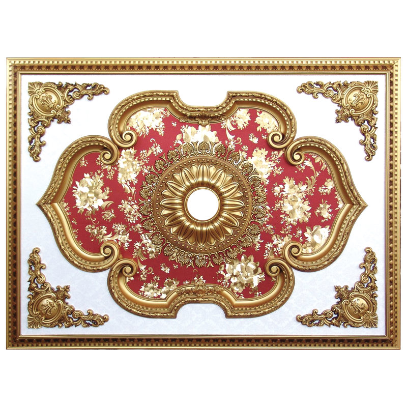 Floral Center Rectangle Ceiling Medallion, 2.5" H x 63" W x 47" D