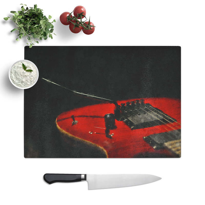 Electric Guitar Vol.1 Painting Chopping Board, 20cm W x 28.5cm L