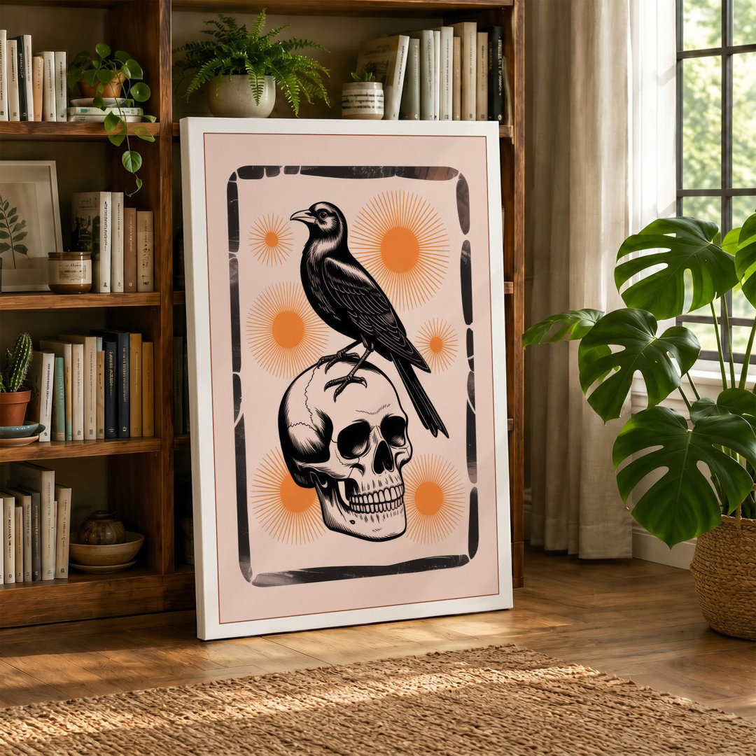 Raven and Skull Modern - Wrapped Canvas