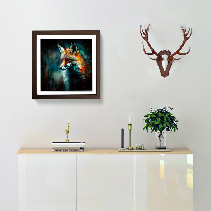 Fox Abstract Expressionism No.2 Framed Print, Walnut