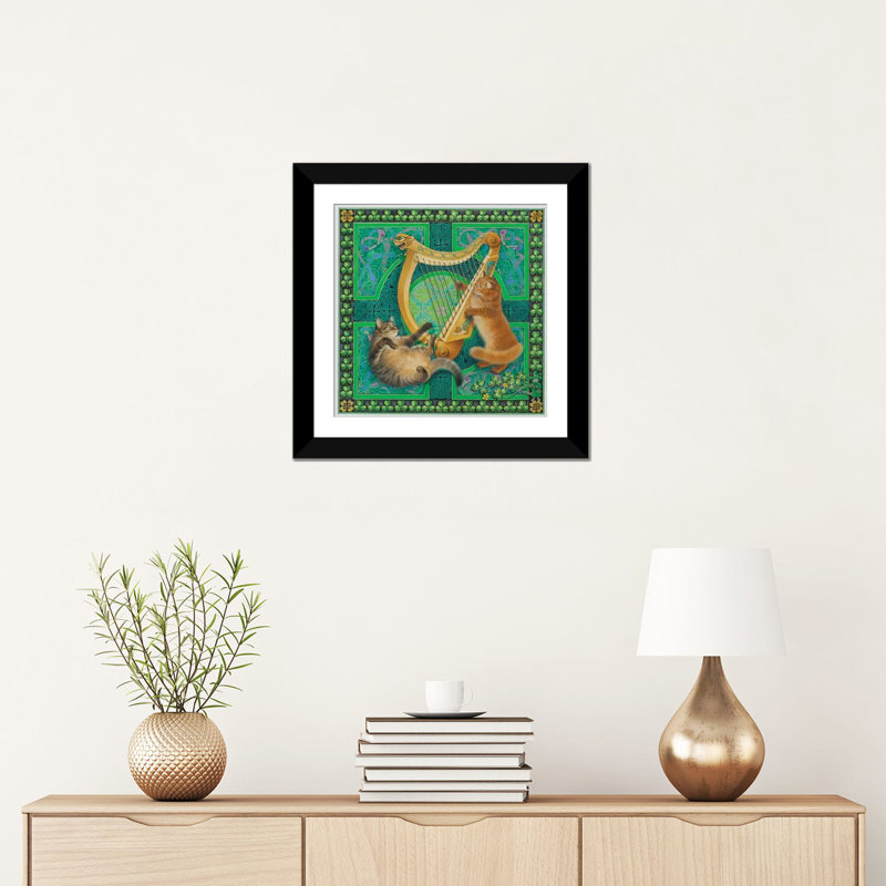 " St Patrick " by Ivory Cats, White, Black Framed Fine Art Paper, 16" H x 16" W x 1" D
