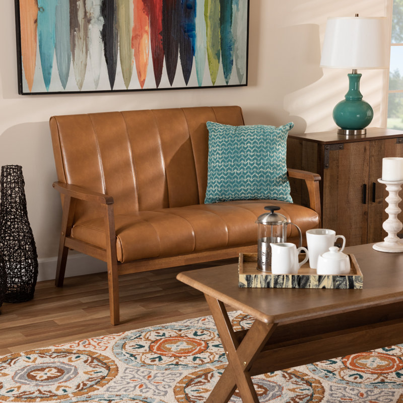 Charda Faux Leather 45.1'' Reception Loveseat