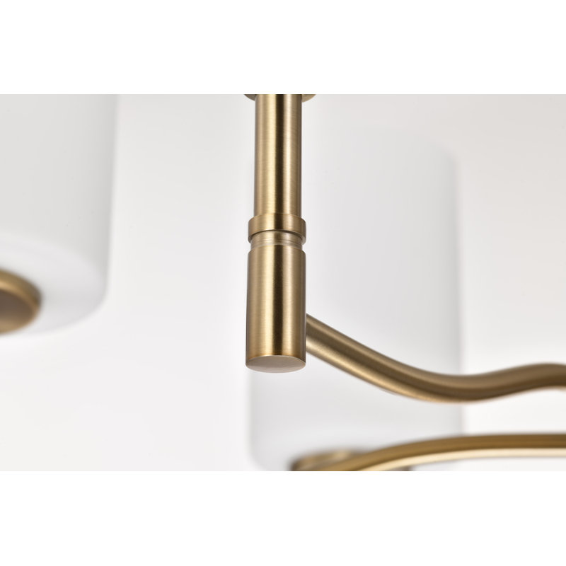 Lustre en verre opale Liam, Six lumières, H 16,38 po x l 25 po x P 25 po, Bronze brillant