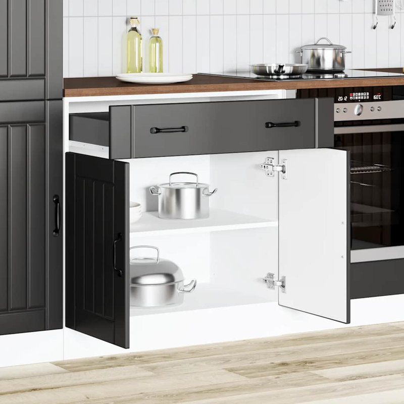Kitchen Base Cabinet Lucca Engineered Wood, Black