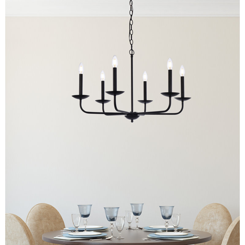 Baltray 6-Light Chandelier, Noir, H 18,5 po x l 30 po x P 30 po
