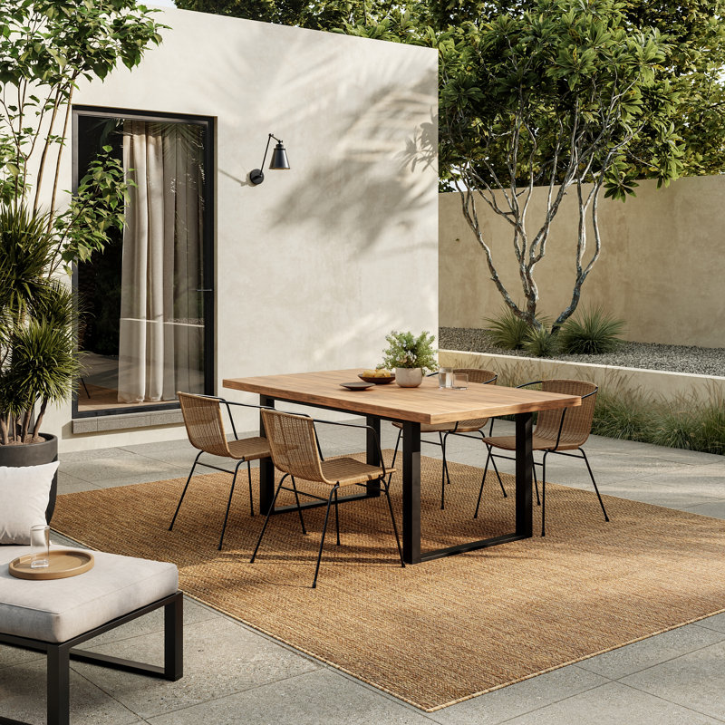 Remmie Black Modern Indoor/Outdoor Rug, Rectangle 4' x 6', Natural