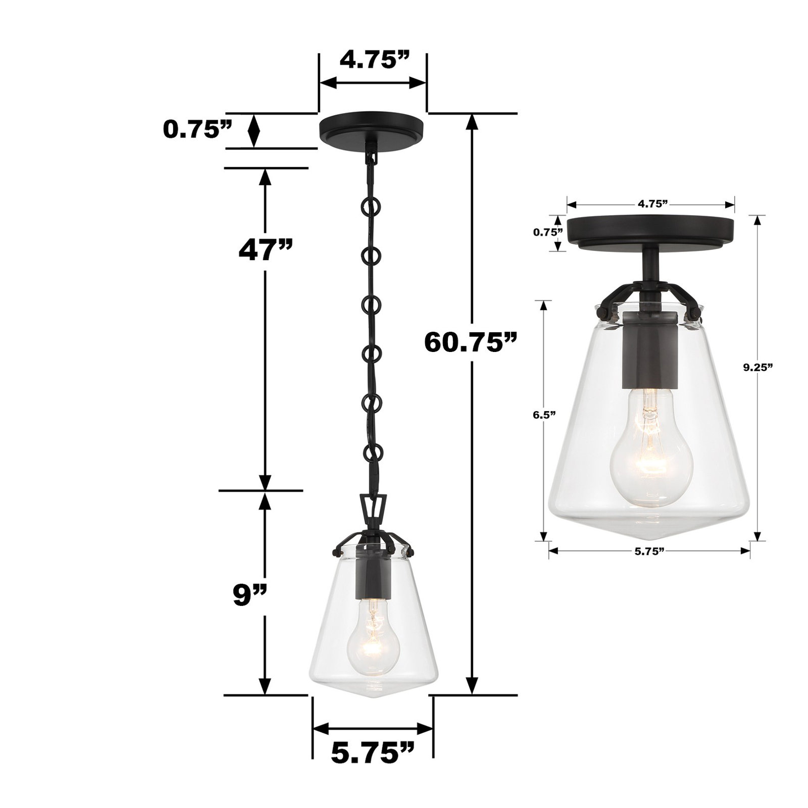 Moroni Flush Mount, Matte Black