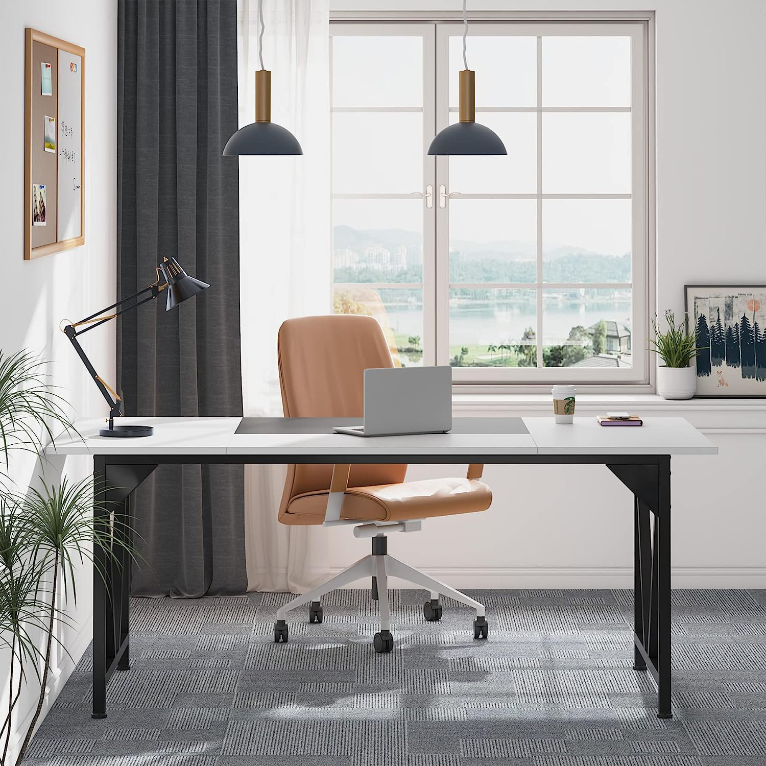 Hydle Desk Ebern Designs Color: Black/White