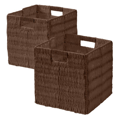 2 Pack Wicker Paper Storage Basket Cube Bin