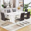 Table de salle à manger blanche à motif de marbre, idéale pour 8 à 10 personnes et comme bureau de recherche d'étudiant, d'une table de bistro de 3,5 pouces d'épaisseur, lisse et convenant à un bistro avec un motif luxueux et un jeu de conférence fonctionnel-1655287139