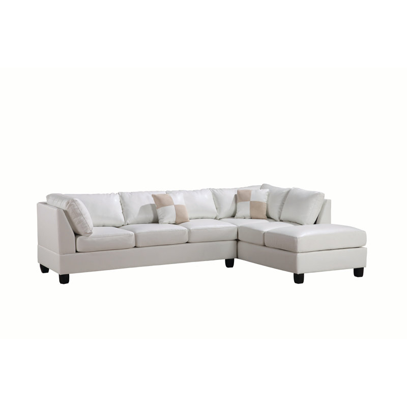 Canapé modulaire réversible Malone, Similicuir blanc