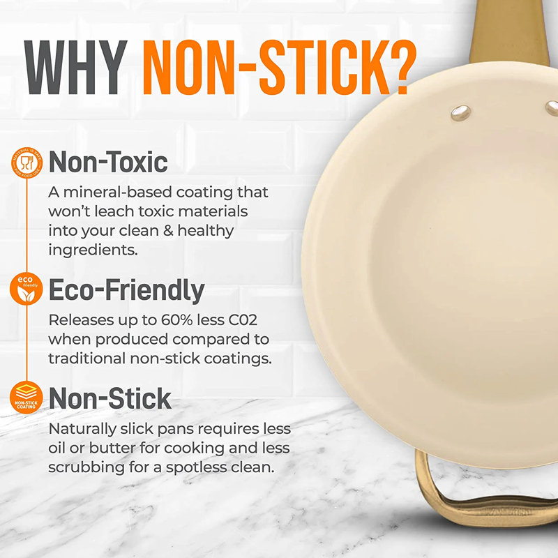 NutriChef 14" Black and Gold Nonstick Ceramic Fry Pan