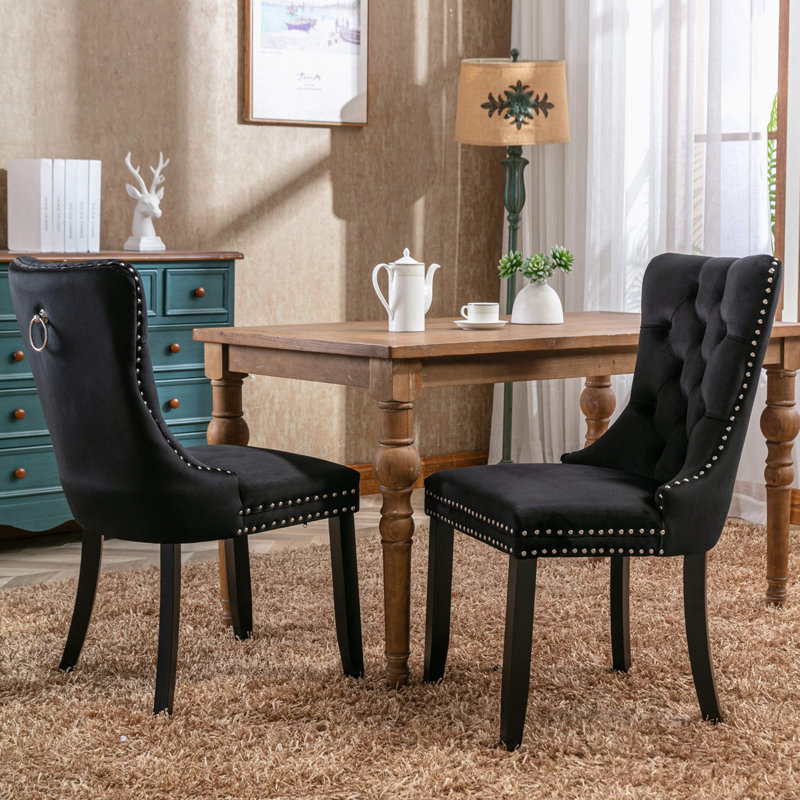 Counter Stool with Solid Wood Frame, Black