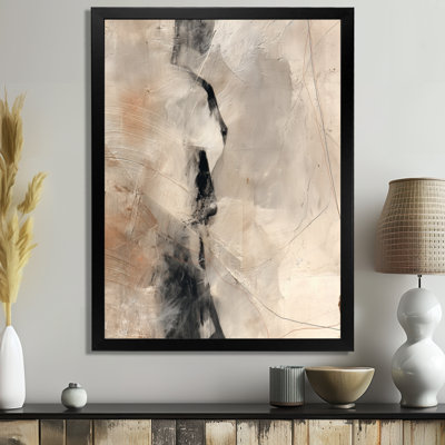 Black And Grey Brushstroke Abstract Painting - Abstract Collages Wall Art, Black Contemporary Canvas Print