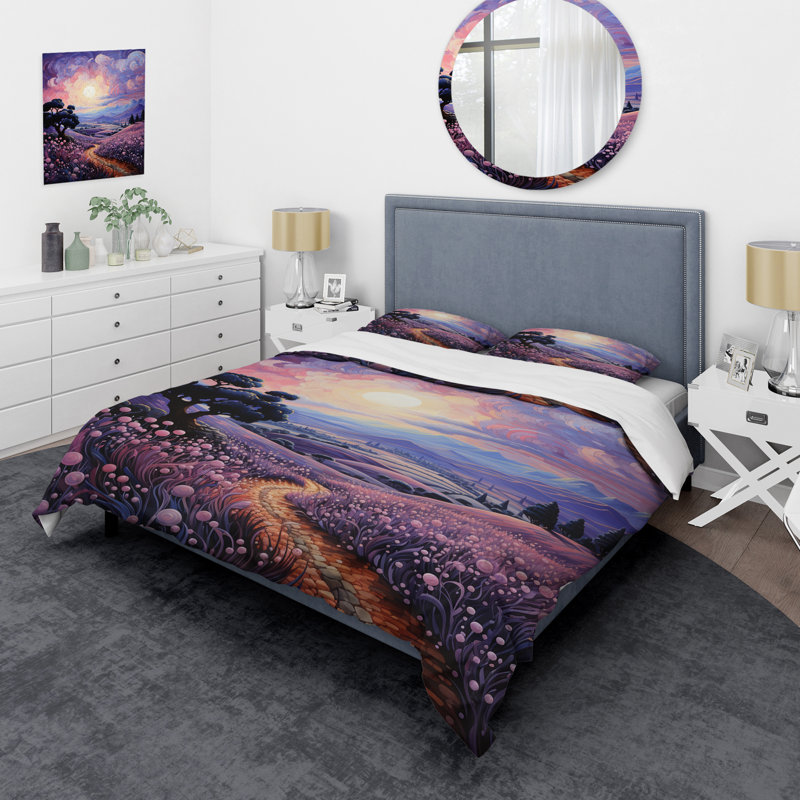 Ensemble de housse de couette Vangogh Lavender Fields Pointillism I - Vangogh