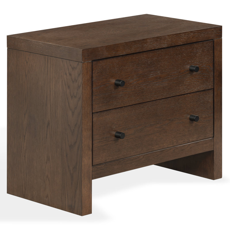 Frederick 2 Drawer Wood Nightstand, Dark Walnut
