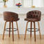 Ensemble de 2 tabourets de bar pivotants rembourrés à hauteur de bar, chaises de bar de cuisine modernes avec dossier large, pieds en bois et têtes de clou-604296112-604296143