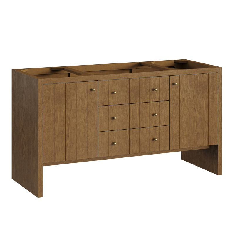 Hudson 60"W Single Vanity W/ Freepower Wireless Charger, Honey Oak, Siberian