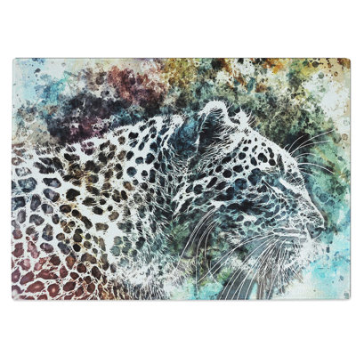 Glass Leopard in Abstract Chopping Board