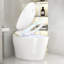 Toilette intelligente avec bidet, pile de secours, couvercle à ouverture / fermeture automatique, siège chauffant, eau chaude instantanée, chasse d'eau avec capteur de pied, télécommande, affichage à DEL-121699887