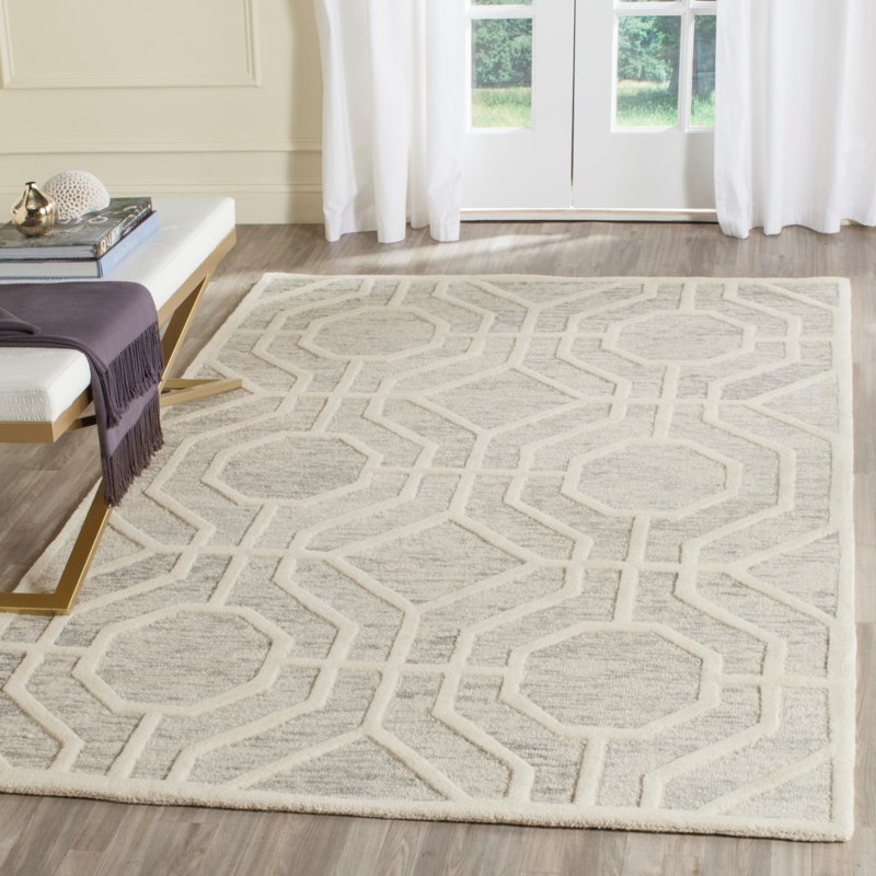 Deedgra Hand Tufted Wool Geometric Rug, Rectangle 8' x 10'
