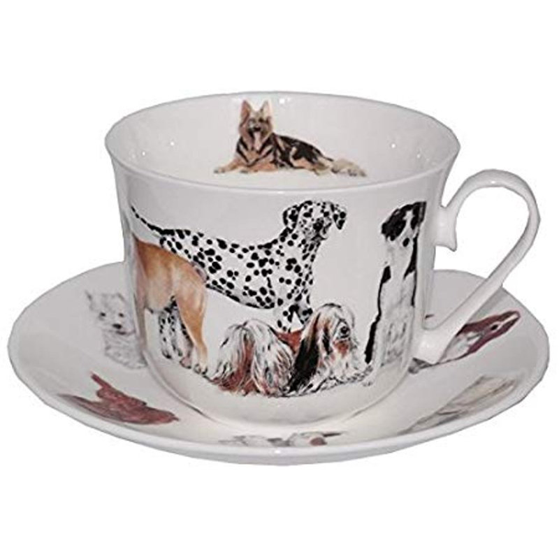 Roy Kirkham Breakfast Cup/Saucer-Dogs Galore Set Of 2