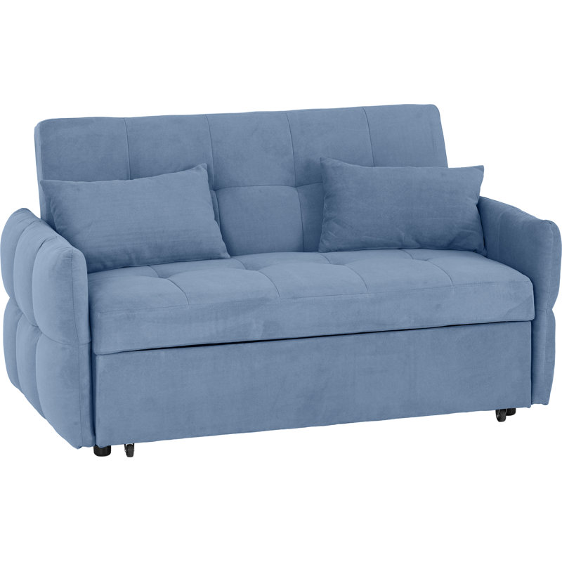 150Cm Round Arm Sofa Bed, Blue