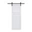 Moderne 2 panneaux 38 po X 80 po Porte de grange coulissante en panneau de fibres à densité moyenne noyer blanc avec ensemble de quincaillerie-130917406-130917461