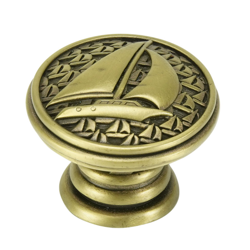 YACHT CLUB SAILBOAT KNOB, Brass