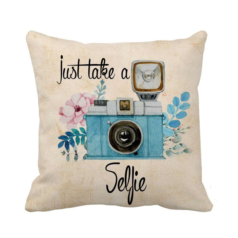  Housse de coussin carré et insert, Bleu / Rose / Noir, Housse de coussin seulement