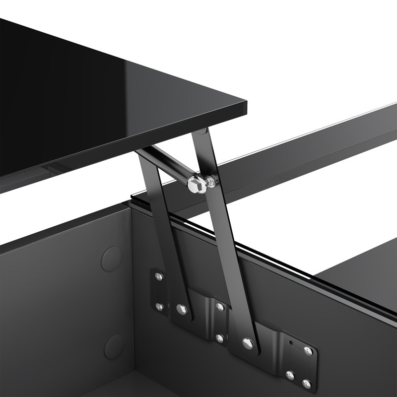 Table basse Hanry avec plateau relevable et lumières DEL, Noir