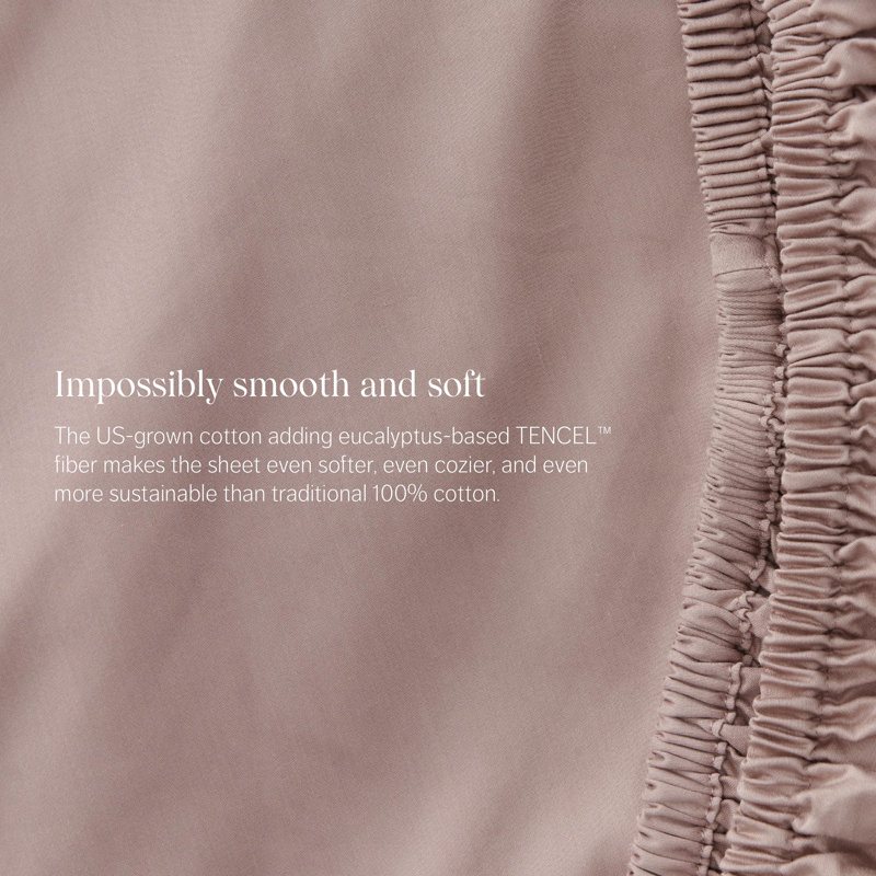 Double Stitch By Bedsure Cotton Tencel Fitted Sheet, Dusty Mauve, King Fitted Sheet