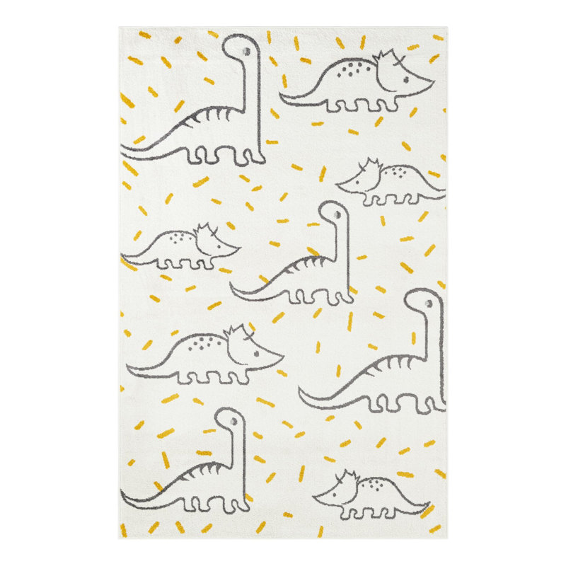 Unique Loom Dinosaur Whimsy Kids Rug, Rectangle 5'3" x 8'