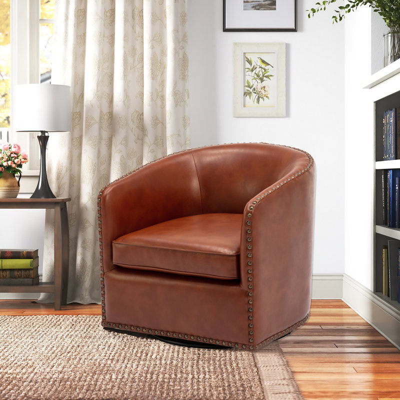 Fauteuil pivotant Trenton, Similicuir caramel