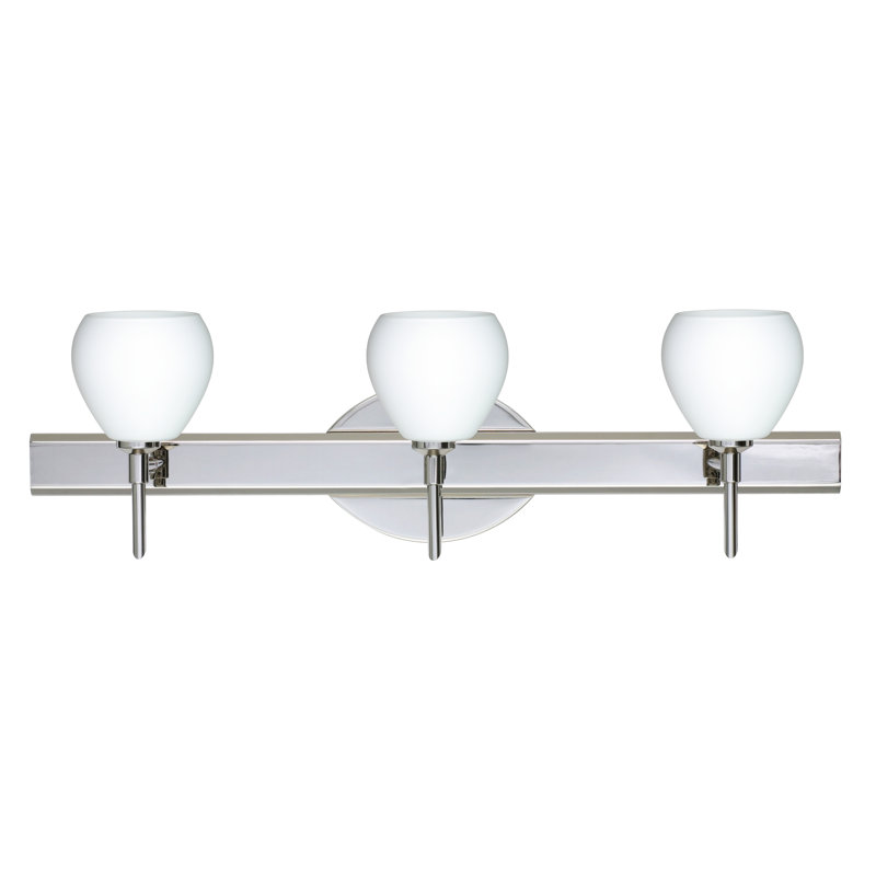 Éclairage pour meuble-lavabo 3 lumières Seguis, Nickel satiné, Opale matte, Incandescent