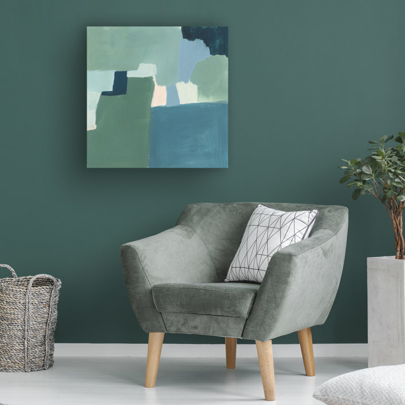 «Teal and Sage I» par Victoria Barnes, impression sur toile tendue, H 14 po x l 14 po x P 2 po